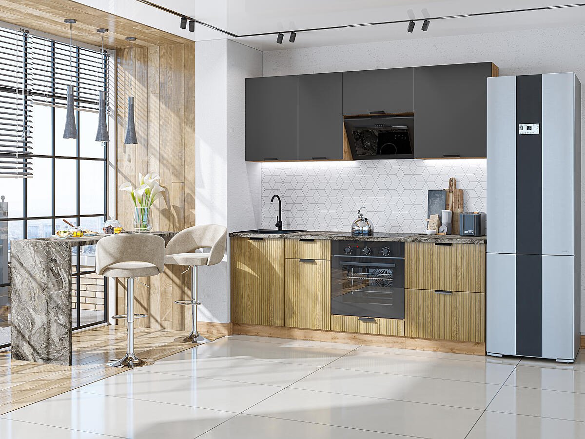 Евро 02 — Антрацит / Дуб песочный