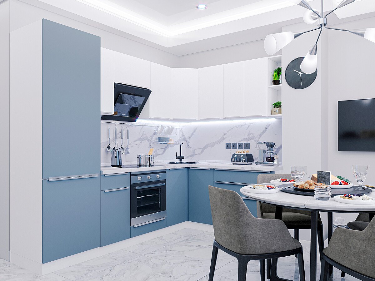 Фьюжн 04 — Шелковый Голубой / Шелковый Белый