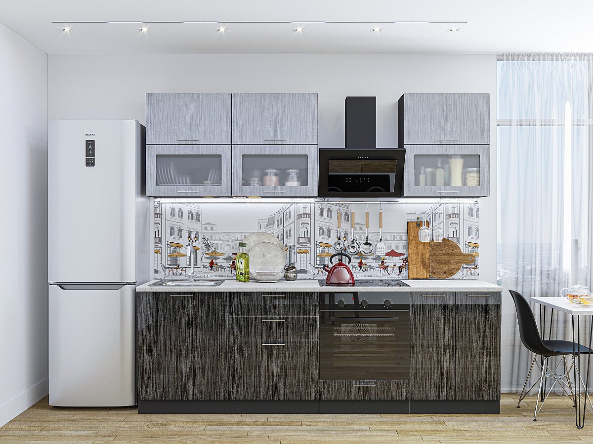 Валерия М 01 — Серый металлик дождь светлый / Черный металлик дождь