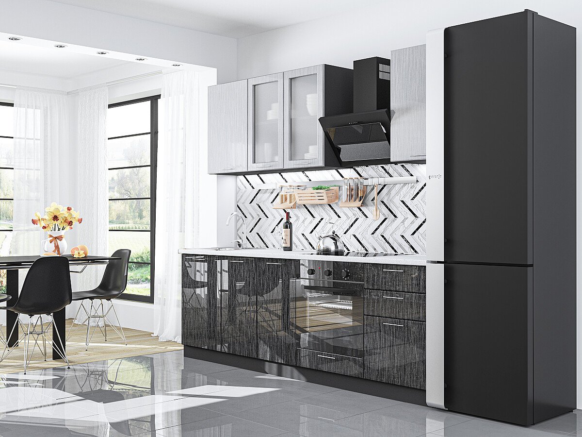 Валерия М 03 — Серый металлик дождь светлый / Черный металлик дождь