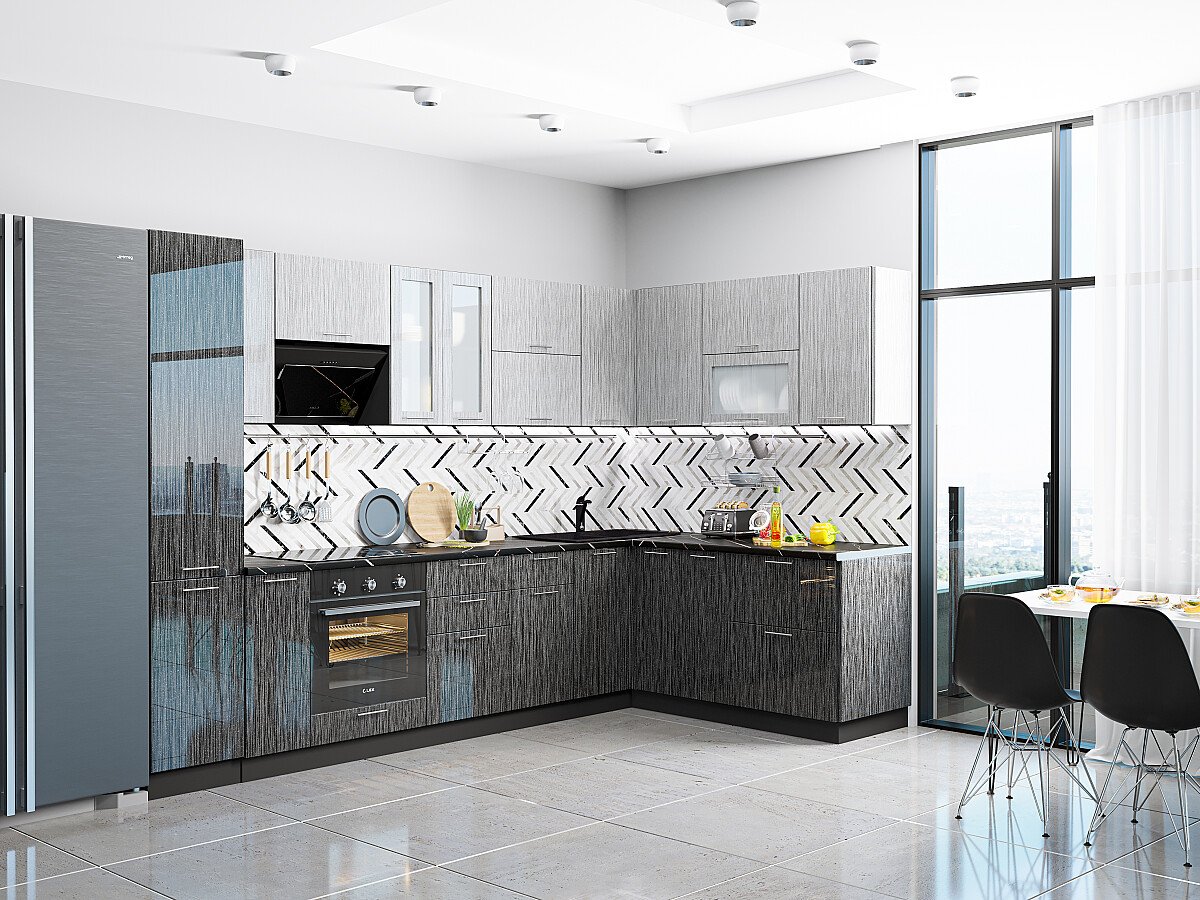 Валерия М 05 — Серый металлик дождь светлый / Черный металлик дождь